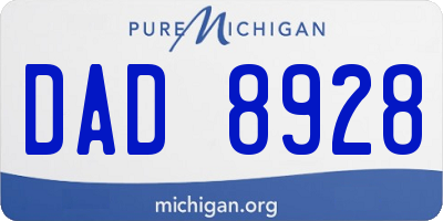 MI license plate DAD8928