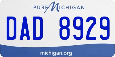 MI license plate DAD8929