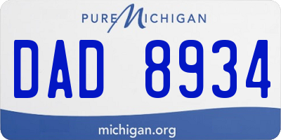 MI license plate DAD8934