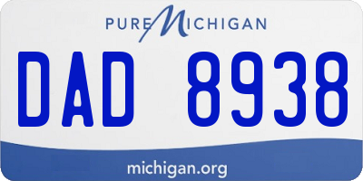 MI license plate DAD8938
