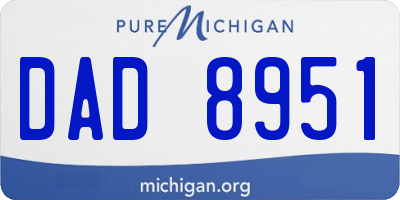 MI license plate DAD8951
