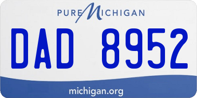 MI license plate DAD8952