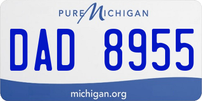 MI license plate DAD8955