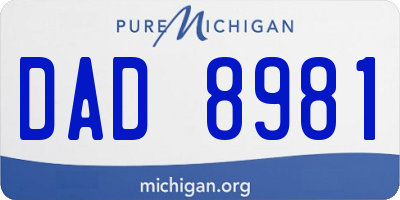 MI license plate DAD8981