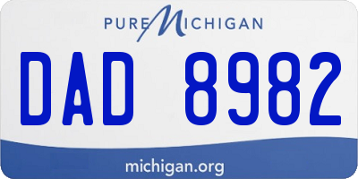 MI license plate DAD8982