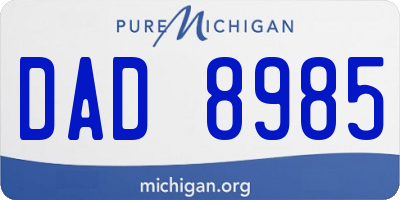 MI license plate DAD8985