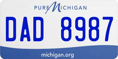 MI license plate DAD8987