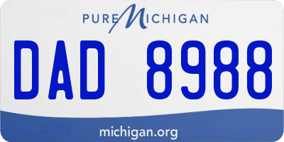 MI license plate DAD8988