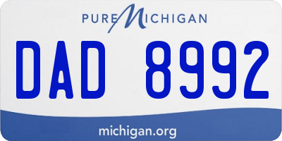 MI license plate DAD8992