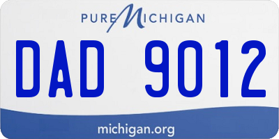 MI license plate DAD9012