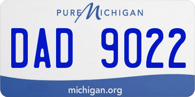MI license plate DAD9022