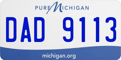 MI license plate DAD9113