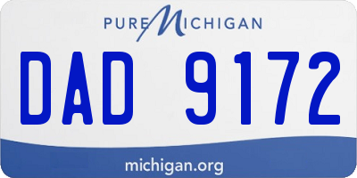 MI license plate DAD9172