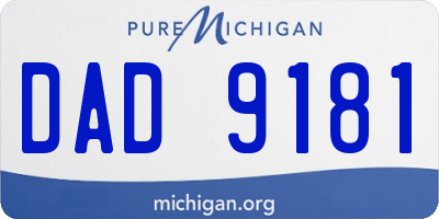 MI license plate DAD9181
