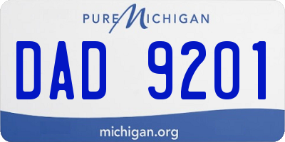 MI license plate DAD9201