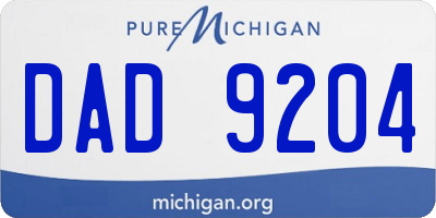 MI license plate DAD9204