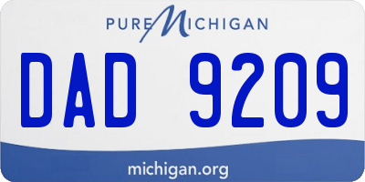 MI license plate DAD9209