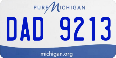 MI license plate DAD9213