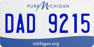 MI license plate DAD9215