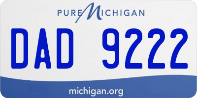 MI license plate DAD9222