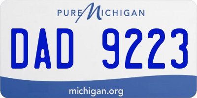 MI license plate DAD9223