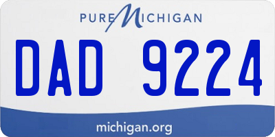 MI license plate DAD9224