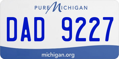 MI license plate DAD9227