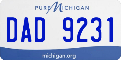 MI license plate DAD9231