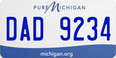 MI license plate DAD9234