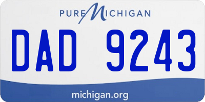 MI license plate DAD9243