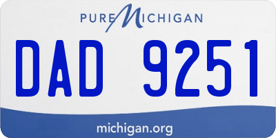 MI license plate DAD9251
