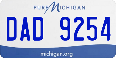 MI license plate DAD9254