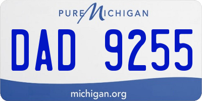 MI license plate DAD9255