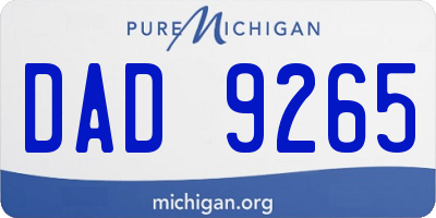 MI license plate DAD9265