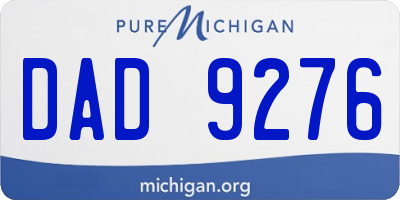MI license plate DAD9276