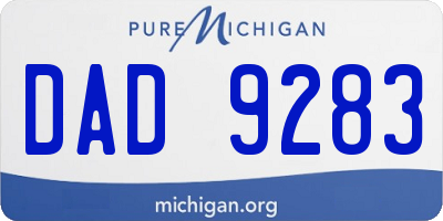 MI license plate DAD9283