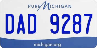 MI license plate DAD9287