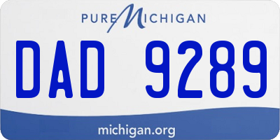 MI license plate DAD9289