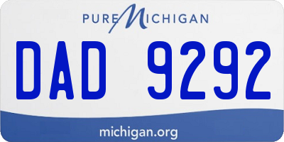 MI license plate DAD9292