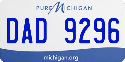 MI license plate DAD9296
