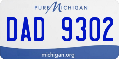 MI license plate DAD9302
