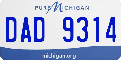MI license plate DAD9314