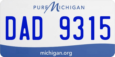 MI license plate DAD9315