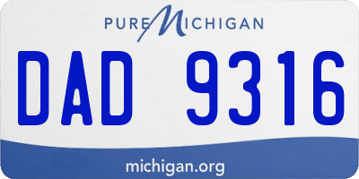 MI license plate DAD9316