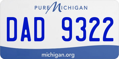 MI license plate DAD9322