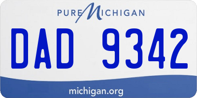 MI license plate DAD9342