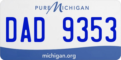 MI license plate DAD9353