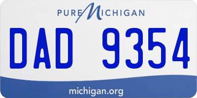MI license plate DAD9354