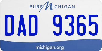 MI license plate DAD9365