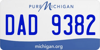 MI license plate DAD9382